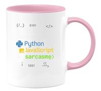 quotedazur - MugJe parle couramment Python, JavaScript et sarcasme - Tasse Cadeau Développeur informatique Homme - Rose/Céramique