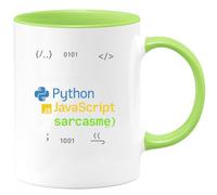 quotedazur - MugJe parle couramment Python, JavaScript et sarcasme - Tasse Cadeau Développeur informatique Homme - Vert/Céramique