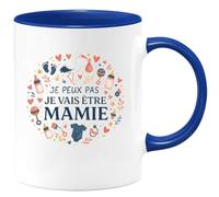 quotedazur - Mugje peux pas je vais être mamie - Tasse Cadeau Annonce Grossesse Naissance Mamie Femme - Bleu/Céramique