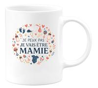quotedazur - Mugje peux pas je vais être mamie - Tasse Cadeau Annonce Grossesse Naissance Mamie Femme - Blanc/Céramique