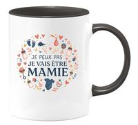 quotedazur - Mugje peux pas je vais être mamie - Tasse Cadeau Annonce Grossesse Naissance Mamie Femme - Noir/Céramique