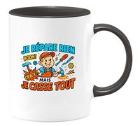 quotedazur - Mugje répare rien mais je casse tout - Tasse Cadeau Humour Homme - Noir/Céramique