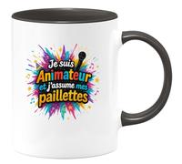 quotedazur - MugJe suis Animateur et j'assume mes paillettes - Tasse Cadeau Animateur Homme - Noir/Céramique