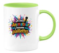 quotedazur - MugJe suis Animateur et j'assume mes paillettes - Tasse Cadeau Animateur Homme - Vert/Céramique