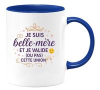 quotedazur - MugJe suis belle-mère et je valide (ou pas) cette union - Tasse Cadeau Belle-mère Femme - Bleu/Céramique
