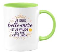 quotedazur - MugJe suis belle-mère et je valide (ou pas) cette union - Tasse Cadeau Belle-mère Femme - Vert/Céramique