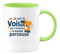 quotedazur - MugJe suis le Voisin qui a toujours la bonne perceuse - Tasse Cadeau Voisin Homme - Vert/Céramique