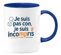 quotedazur - Mugje suis pas con, je suis incompris - Tasse Cadeau Humour Homme - Bleu/Céramique