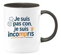 quotedazur - Mugje suis pas con, je suis incompris - Tasse Cadeau Humour Homme - Noir/Céramique