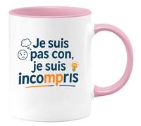 quotedazur - Mugje suis pas con, je suis incompris - Tasse Cadeau Humour Homme - Rose/Céramique