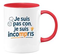 quotedazur - Mugje suis pas con, je suis incompris - Tasse Cadeau Humour Homme - Rouge/Céramique