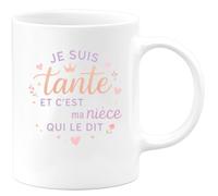 quotedazur - MugJe suis tante et c'est ma nièce qui le dit - Tasse Cadeau Tante Femme - Blanc/Céramique