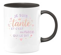 quotedazur - MugJe suis tante et c'est ma nièce qui le dit - Tasse Cadeau Tante Femme - Noir/Céramique