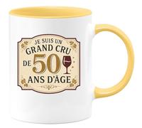 quotedazur - MugJe suis un grand cru de 50 ans d'âge - Tasse Cadeau 50 ans Femme - Jaune/Céramique