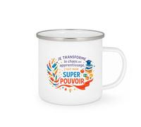 quotedazur - MugJe transforme le chaos en apprentissage, c'est mon super pouvoir - Tasse Cadeau Maître d'école Homme - Blanc/Emaillé