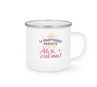 quotedazur - MugLa marraine parfaite n'existe pas... Ah si, c'est moi ! - Tasse Cadeau Marraine Femme - Blanc/Emaillé