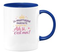 quotedazur - MugLa marraine parfaite n'existe pas... Ah si, c'est moi ! - Tasse Cadeau Marraine Femme - Bleu/Céramique