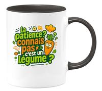quotedazur - Mugla patience ? connais pas, c'est un légume ? - Tasse Cadeau Humour Femme - Noir/Céramique