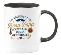 quotedazur - MugLa patience d'un Beau-Papa n'a d'égale que sa générosité - Tasse Cadeau Beau-Papa Homme - Noir/Céramique