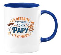 quotedazur - MugLa retraite c'est bien, être Papy c'est mieux - Tasse Cadeau Papy Homme - Bleu/Céramique