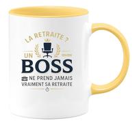quotedazur - MugLa retraite ? Un Boss ne prend jamais vraiment sa retraite - Tasse Cadeau Boss Homme - Jaune/Céramique