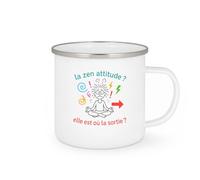 quotedazur - Mugla zen attitude ? elle est où la sortie ? - Tasse Cadeau Humour Femme - Blanc/Emaillé