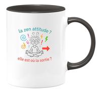 quotedazur - Mugla zen attitude ? elle est où la sortie ? - Tasse Cadeau Humour Femme - Noir/Céramique