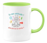 quotedazur - Mugla zen attitude ? elle est où la sortie ? - Tasse Cadeau Humour Femme - Vert/Céramique