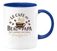 quotedazur - MugLe café du Beau-Papa : fort comme nos liens - Tasse Cadeau Beau-Papa Homme - Bleu/Céramique
