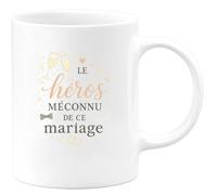 quotedazur - MugLe héros méconnu de ce mariage - Tasse Cadeau Témoin de mariage Homme - Blanc/Céramique