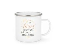 quotedazur - MugLe héros méconnu de ce mariage - Tasse Cadeau Témoin de mariage Homme - Blanc/Emaillé