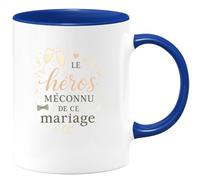 quotedazur - MugLe héros méconnu de ce mariage - Tasse Cadeau Témoin de mariage Homme - Bleu/Céramique