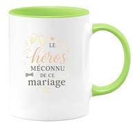 quotedazur - MugLe héros méconnu de ce mariage - Tasse Cadeau Témoin de mariage Homme - Vert/Céramique
