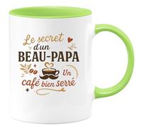 quotedazur - MugLe secret d'un bon Beau-Papa ? Un café bien serré - Tasse Cadeau Beau-Papa Homme - Vert/Céramique