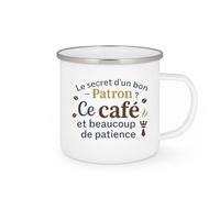 quotedazur - MugLe secret d'un bon Patron ? Ce café et beaucoup de patience - Tasse Cadeau Patron Homme - Blanc/Emaillé