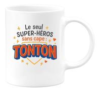 quotedazur - MugLe seul super-héros sans cape : TONTON - Tasse Cadeau Tonton Homme - Blanc/Céramique