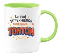 quotedazur - MugLe seul super-héros sans cape : TONTON - Tasse Cadeau Tonton Homme - Vert/Céramique