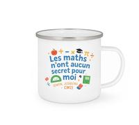 quotedazur - MugLes maths n'ont aucun secret pour moi (enfin, jusqu'au CM2) - Tasse Cadeau Maître d'école Homme - Blanc/Emaillé