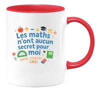 quotedazur - MugLes maths n'ont aucun secret pour moi (enfin, jusqu'au CM2) - Tasse Cadeau Maître d'école Homme - Rouge/Céramique