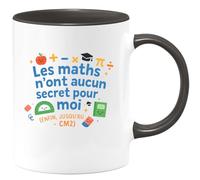 quotedazur - MugLes maths n'ont aucun secret pour moi (enfin, jusqu'au CM2) - Tasse Cadeau Maître d'école Homme - Noir/Céramique