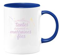 quotedazur - MugLes meilleures tantes deviennent des marraines fées - Tasse Cadeau Tante Femme - Bleu/Céramique