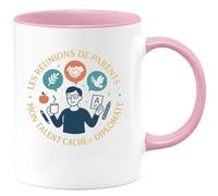 quotedazur - MugLes réunions de parents : mon talent caché de diplomate - Tasse Cadeau Maître d'école Homme - Rose/Céramique