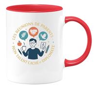 quotedazur - MugLes réunions de parents : mon talent caché de diplomate - Tasse Cadeau Maître d'école Homme - Rouge/Céramique