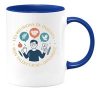quotedazur - MugLes réunions de parents : mon talent caché de diplomate - Tasse Cadeau Maître d'école Homme - Bleu/Céramique