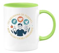 quotedazur - MugLes réunions de parents : mon talent caché de diplomate - Tasse Cadeau Maître d'école Homme - Vert/Céramique