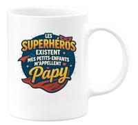 quotedazur - MugLes superhéros existent, mes petits-enfants m'appellent Papy - Tasse Cadeau Papy Homme - Blanc/Céramique