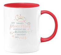 quotedazur - MugLes vraies princesses portent des blouses et sauvent des vies - Tasse Cadeau Infirmière Femme - Rouge/Céramique