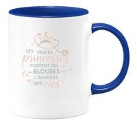 quotedazur - MugLes vraies princesses portent des blouses et sauvent des vies - Tasse Cadeau Infirmière Femme - Bleu/Céramique