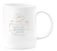 quotedazur - MugLes vraies princesses portent des blouses et sauvent vies Tasse Cadeau Infirmière Femme Blanc/Céramique