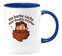 quotedazur - Mugma barbe cache mon double menton - Tasse Cadeau Humour Homme - Bleu/Céramique